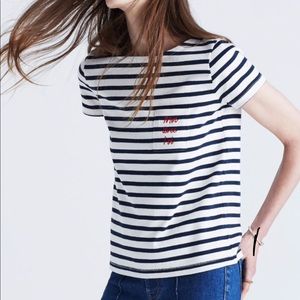 Madewell x Sezane Striped tee with embroidery